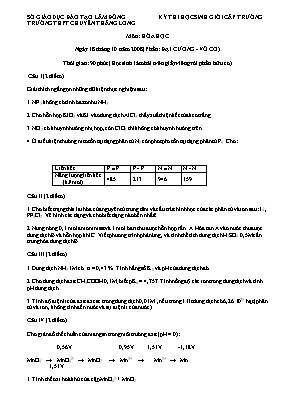 Kỳ thi học sinh giỏi cấp trường môn Hóa học - Trường THPT chuyên Thăng Long